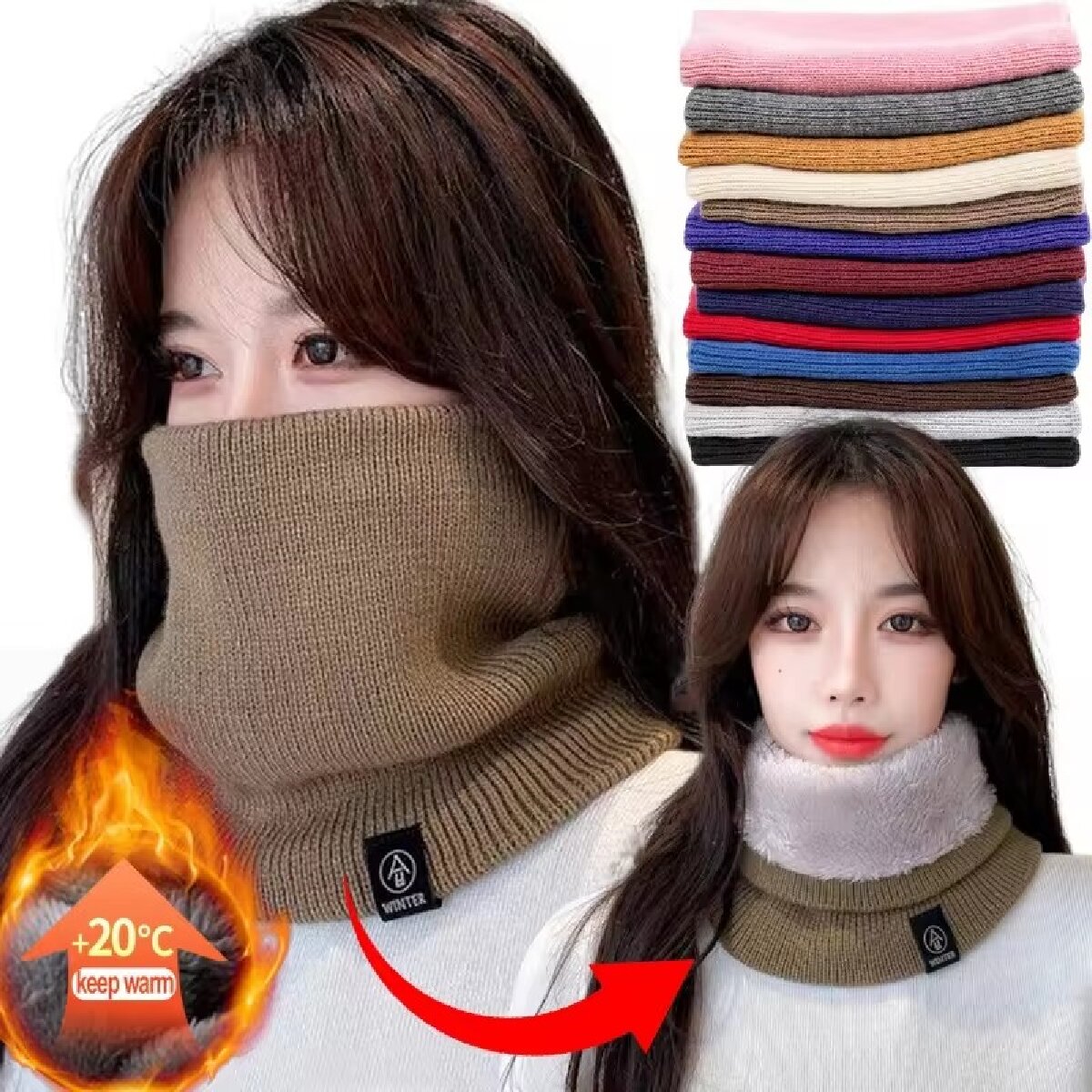 Winter Headband Fleece - Solid Winter Plush Muffler Woolen Knitting