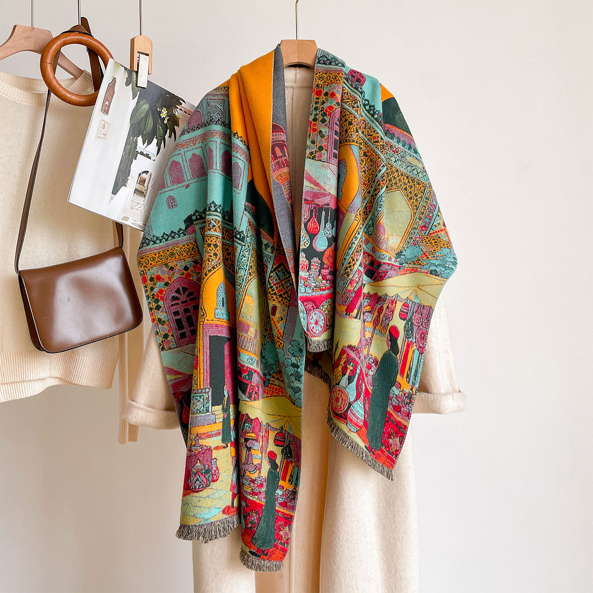 Shawl Wrap Winter - Women Imitation Cashmere Scarf Reversible Kerchief