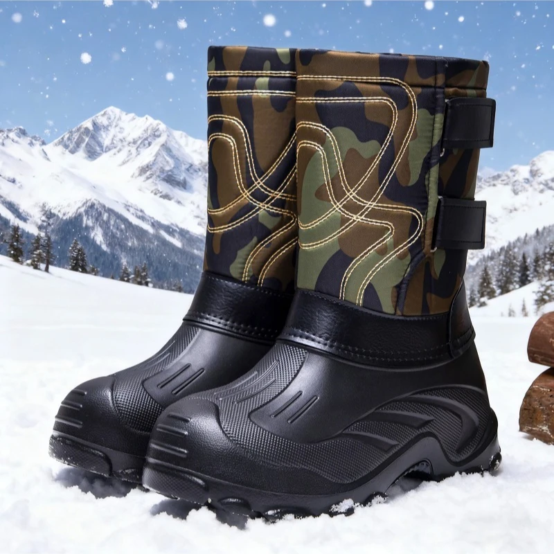 Men Camo High‑Top Winter Snow  - đánh giá và giá Waterproof Winter Boot